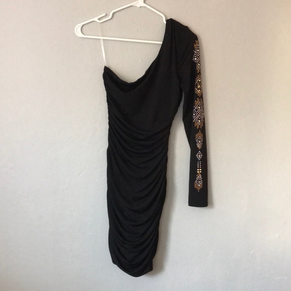 Off the shoulder black formal dress